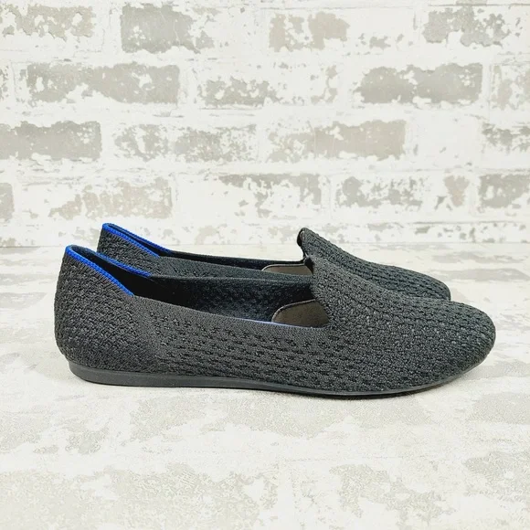 NEW Rothy's The Flat Black Knit Round Toe Slip On Loafers C329